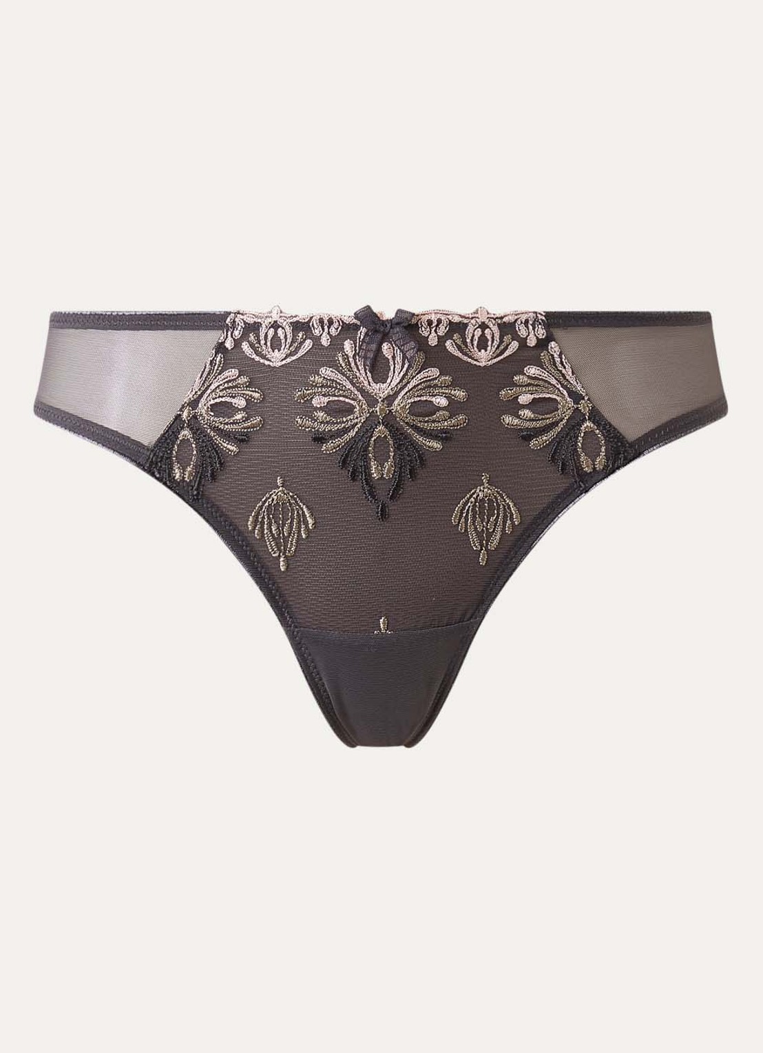 Chantelle Champs Elysees tanga van kant - voorkant 4 middengrijs