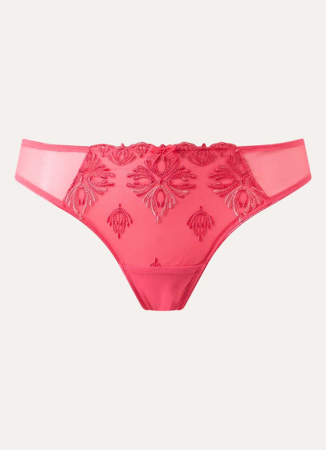 Chantelle Champs Elysees tanga van kant - voorkant 3 koraalrood