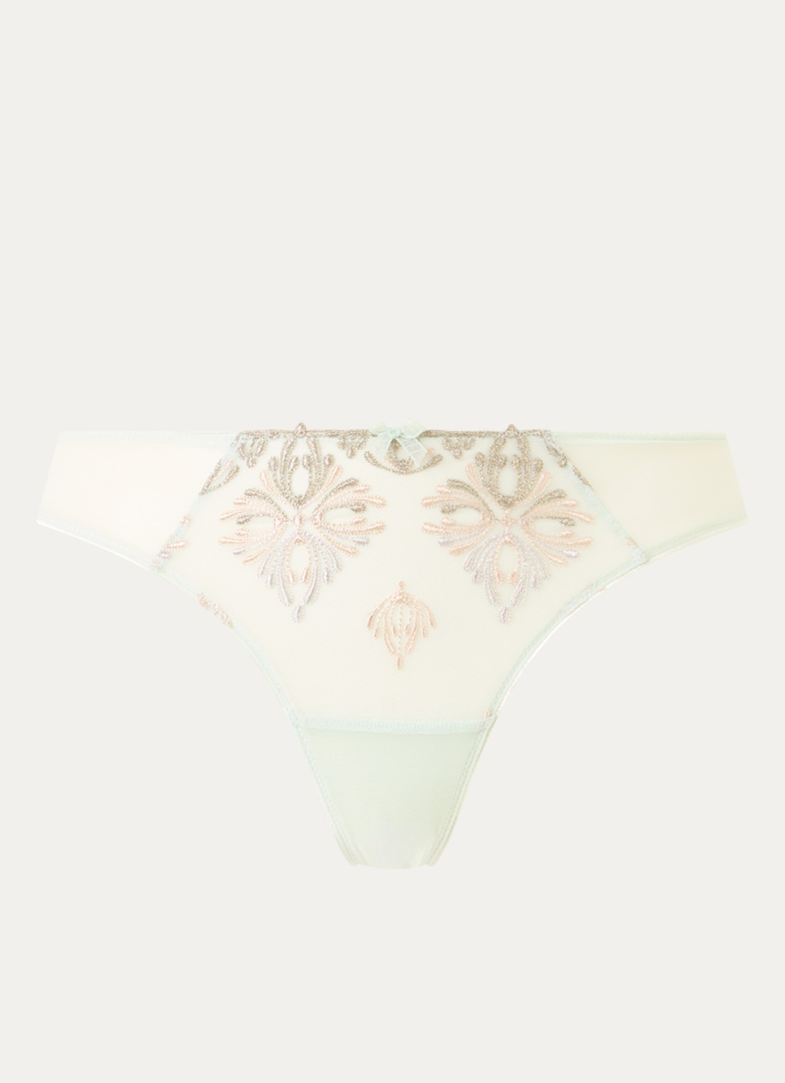 Chantelle Champs Elysees tanga van kant - voorkant lindegroen