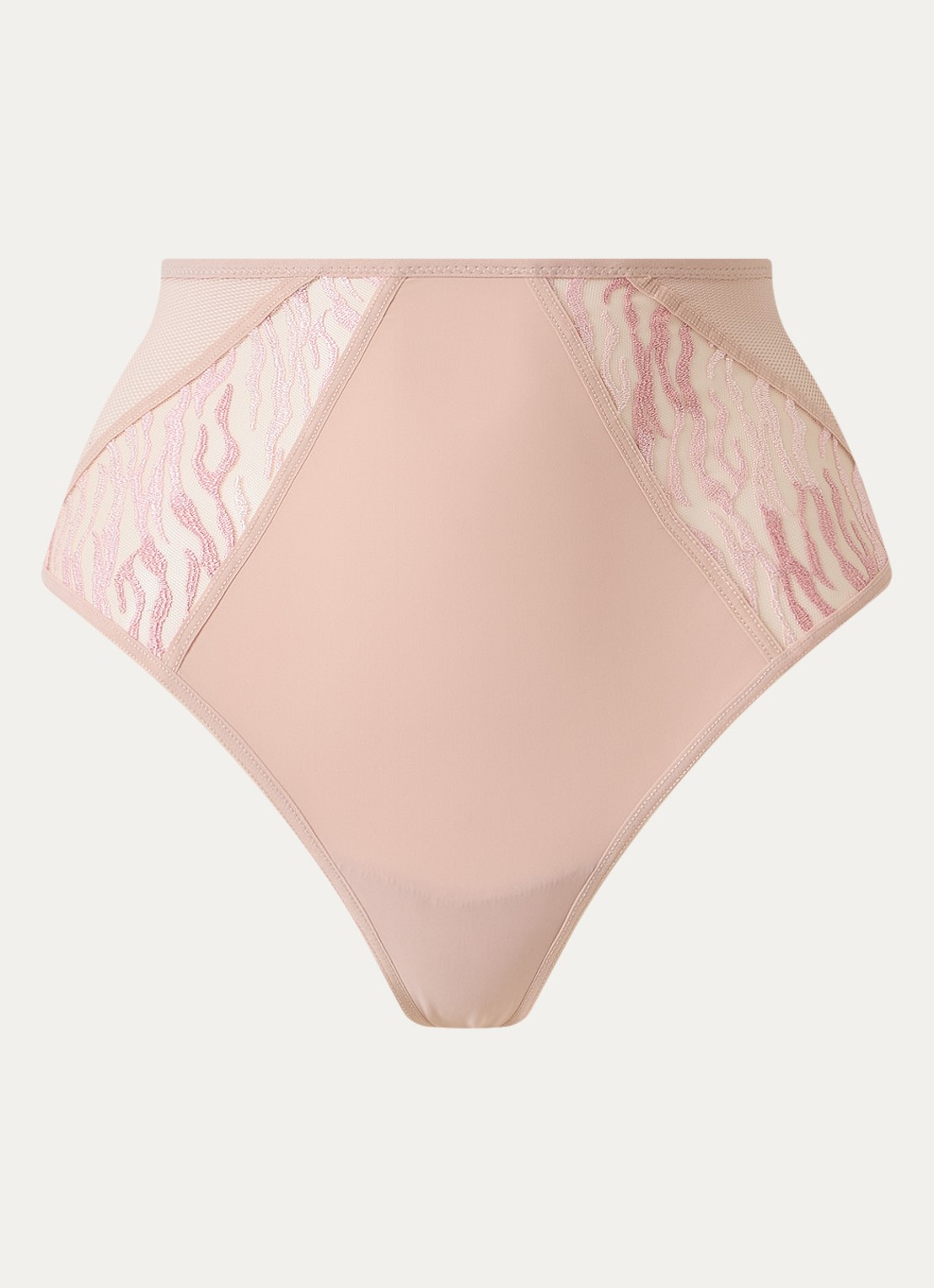 Chantelle Electra high waisted tanga met mesh - voorkant 2 oudroze
