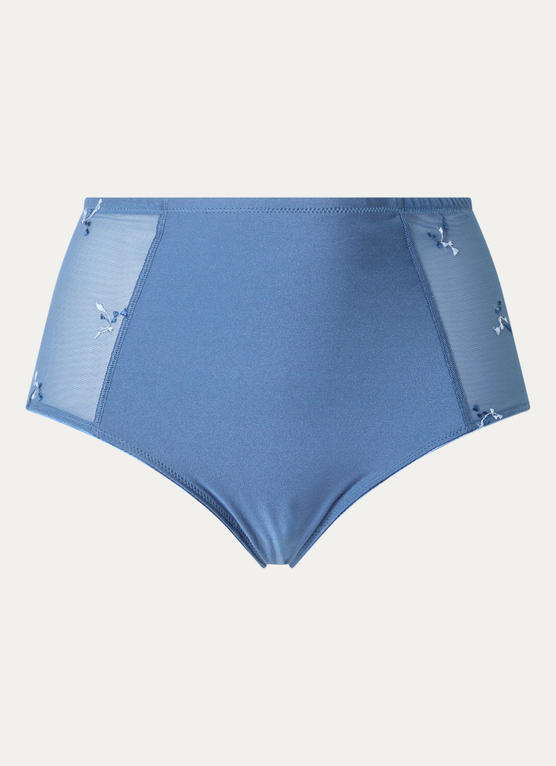 Chantelle Every Curve high waisted slip met borduring - voorkant 2 staalblauw