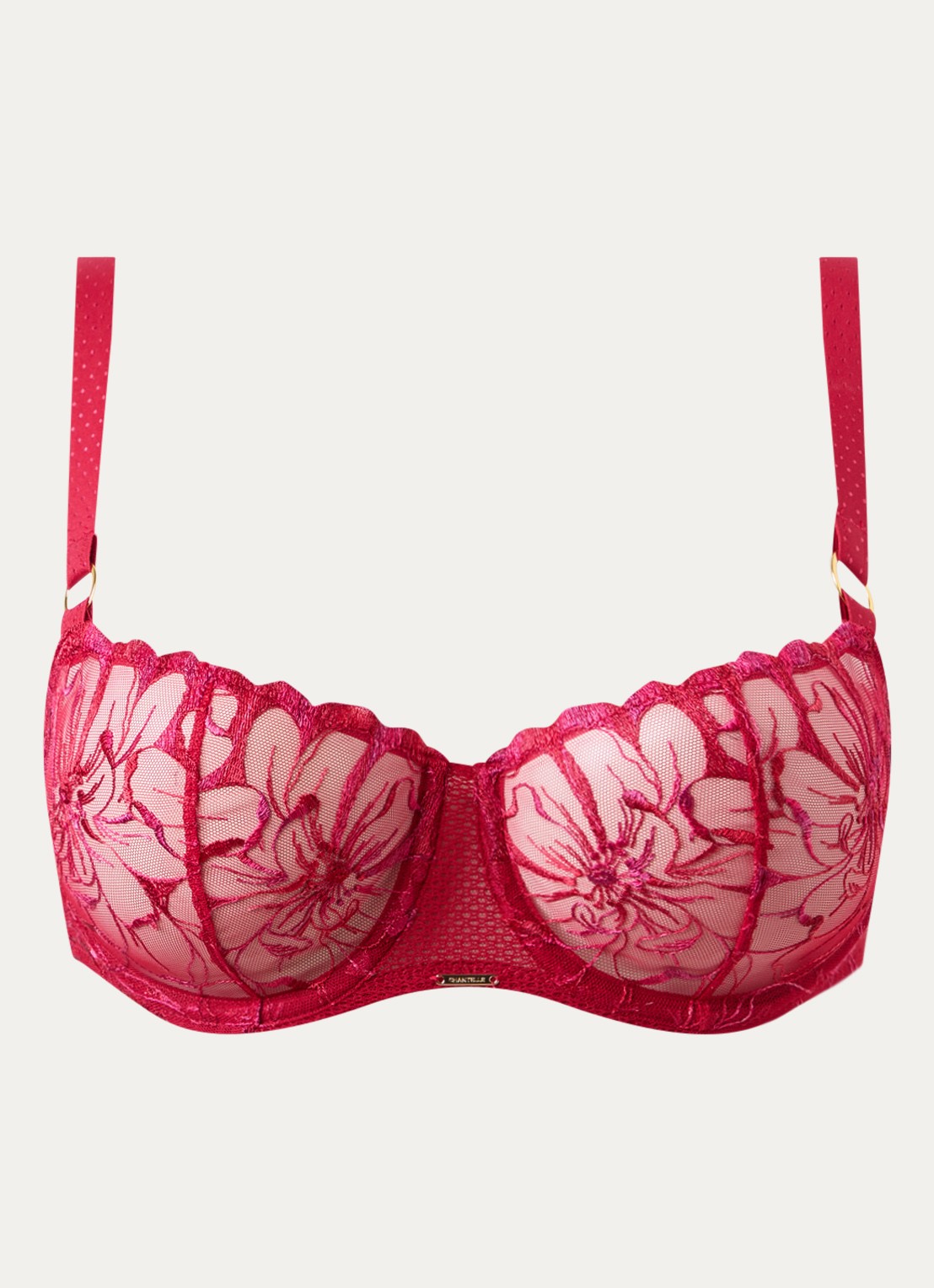 Chantelle Fleurs balconette bh van kant - voorkant 3 rood