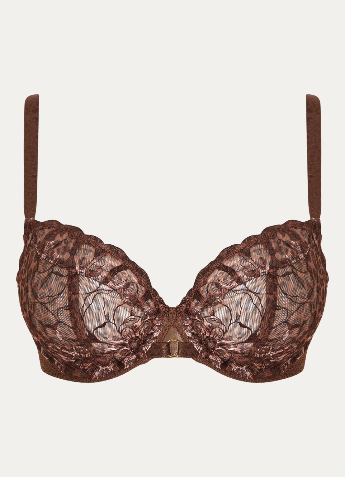 Chantelle Fleurs beugel bh met kant - voorkant bruin