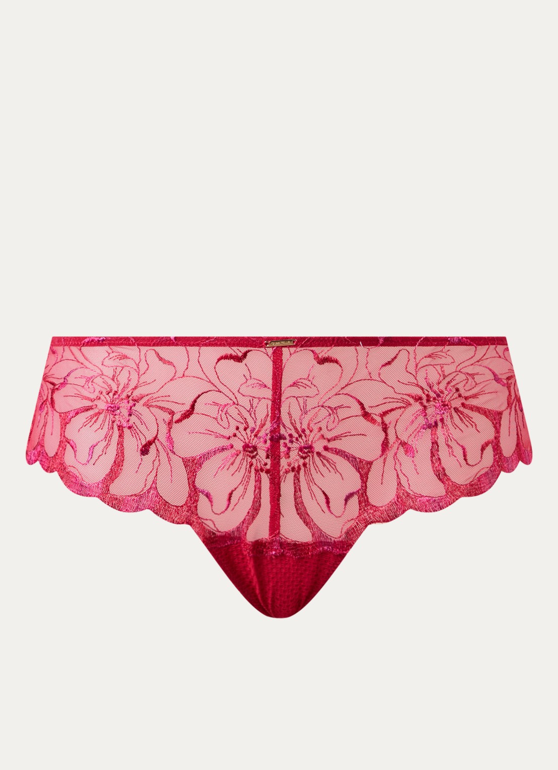 Chantelle Fleurs shorty van mesh met borduring - voorkant 4 rood