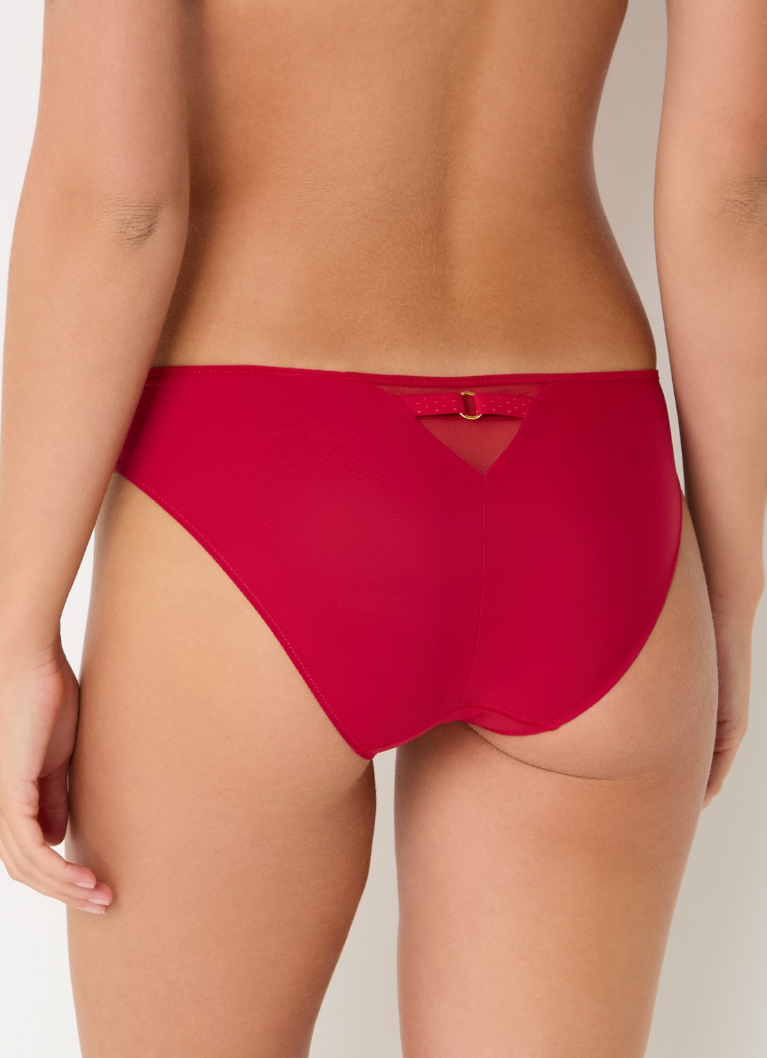 Chantelle Fleurs slip van mesh met borduring en lurex - achterkant rood