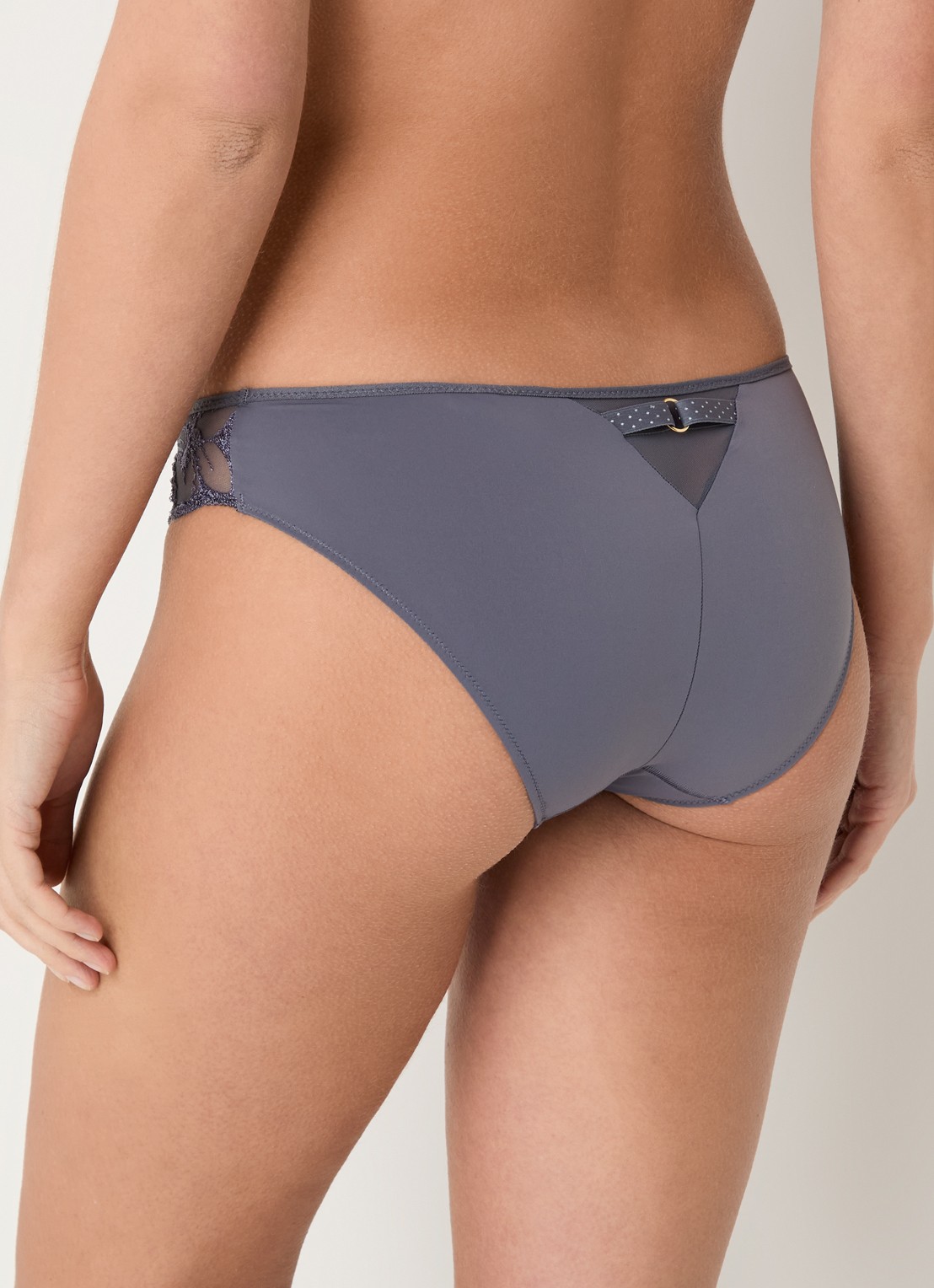 Chantelle Fleurs slip van mesh met borduring en lurex - achterkant antraciet