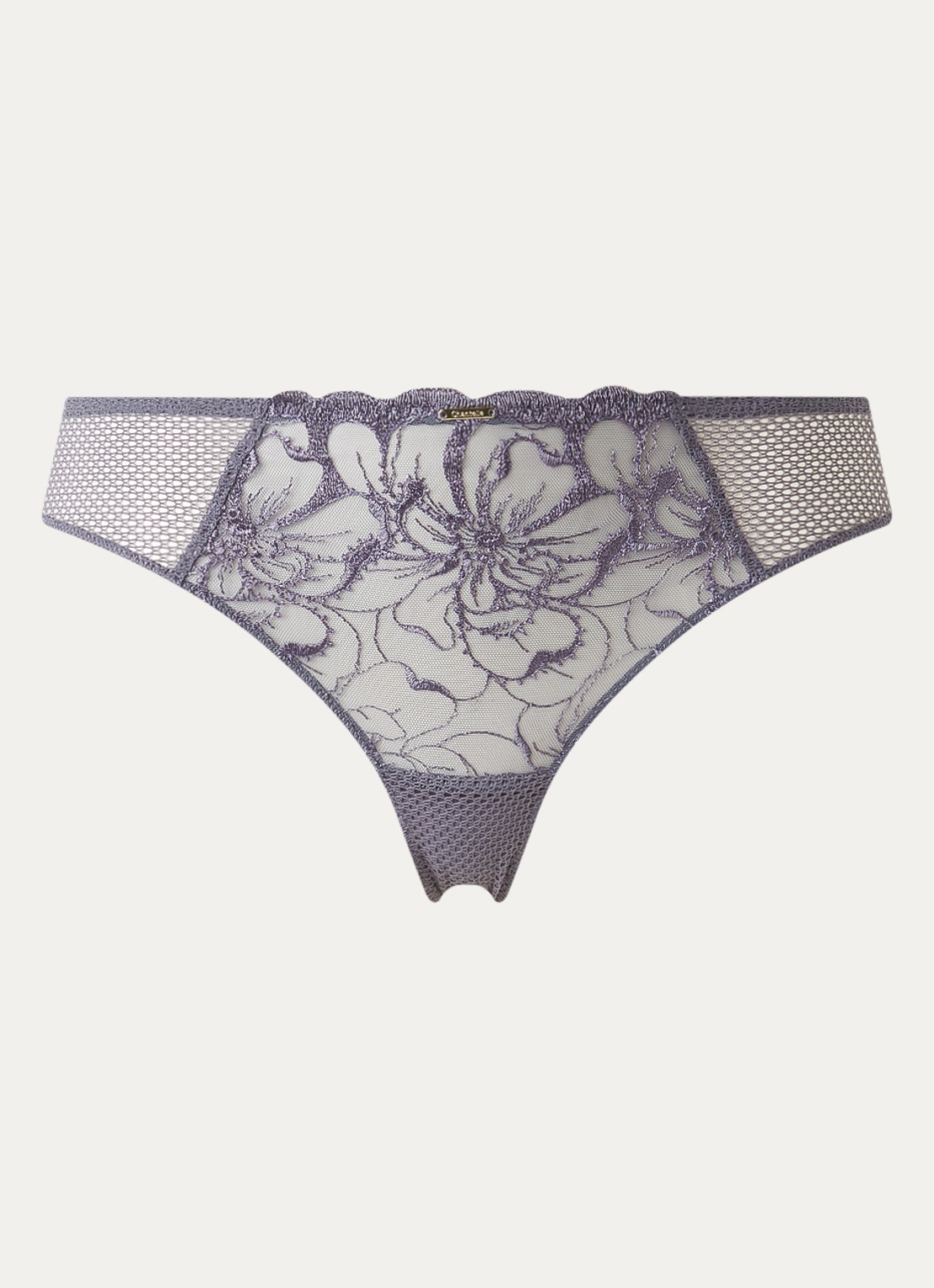 Chantelle Fleurs tanga van kant - voorkant 4 taupe