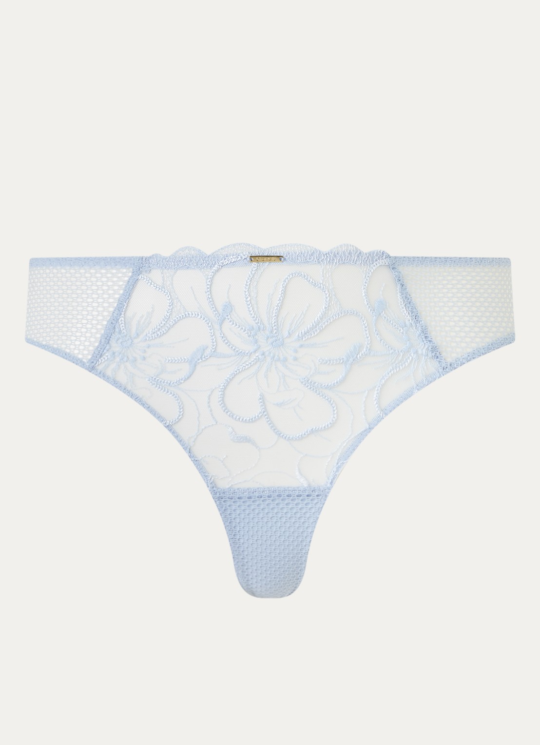Chantelle Fleurs tanga van kant - voorkant lichtblauw