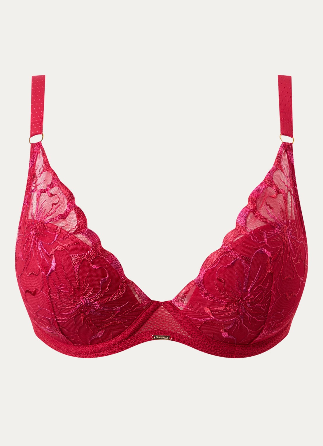 Chantelle Fleurs voorgevormde plunge bh met borduring - voorkant 4 rood