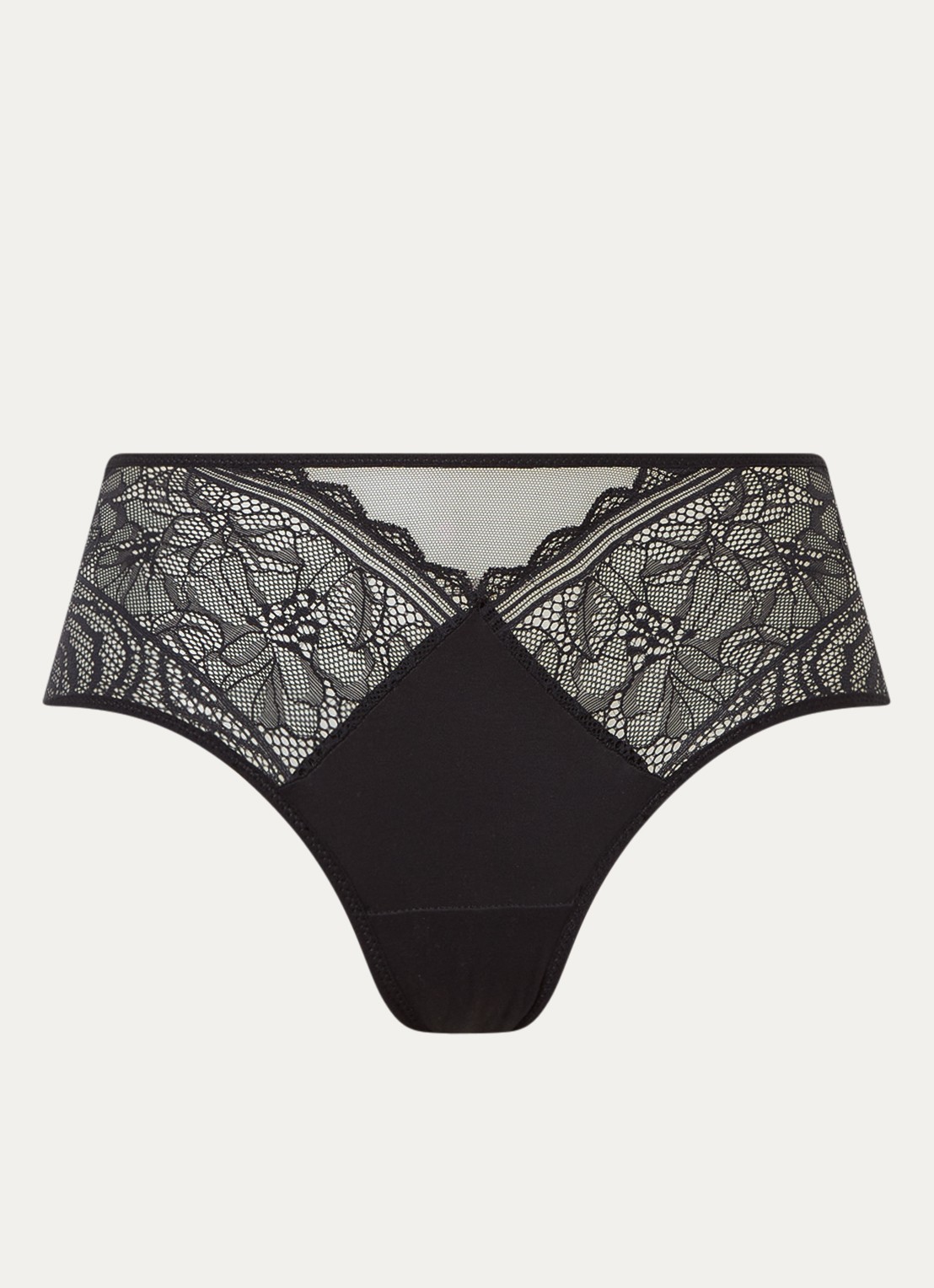 Chantelle Floral Touch shorty met kant - voorkant zwart