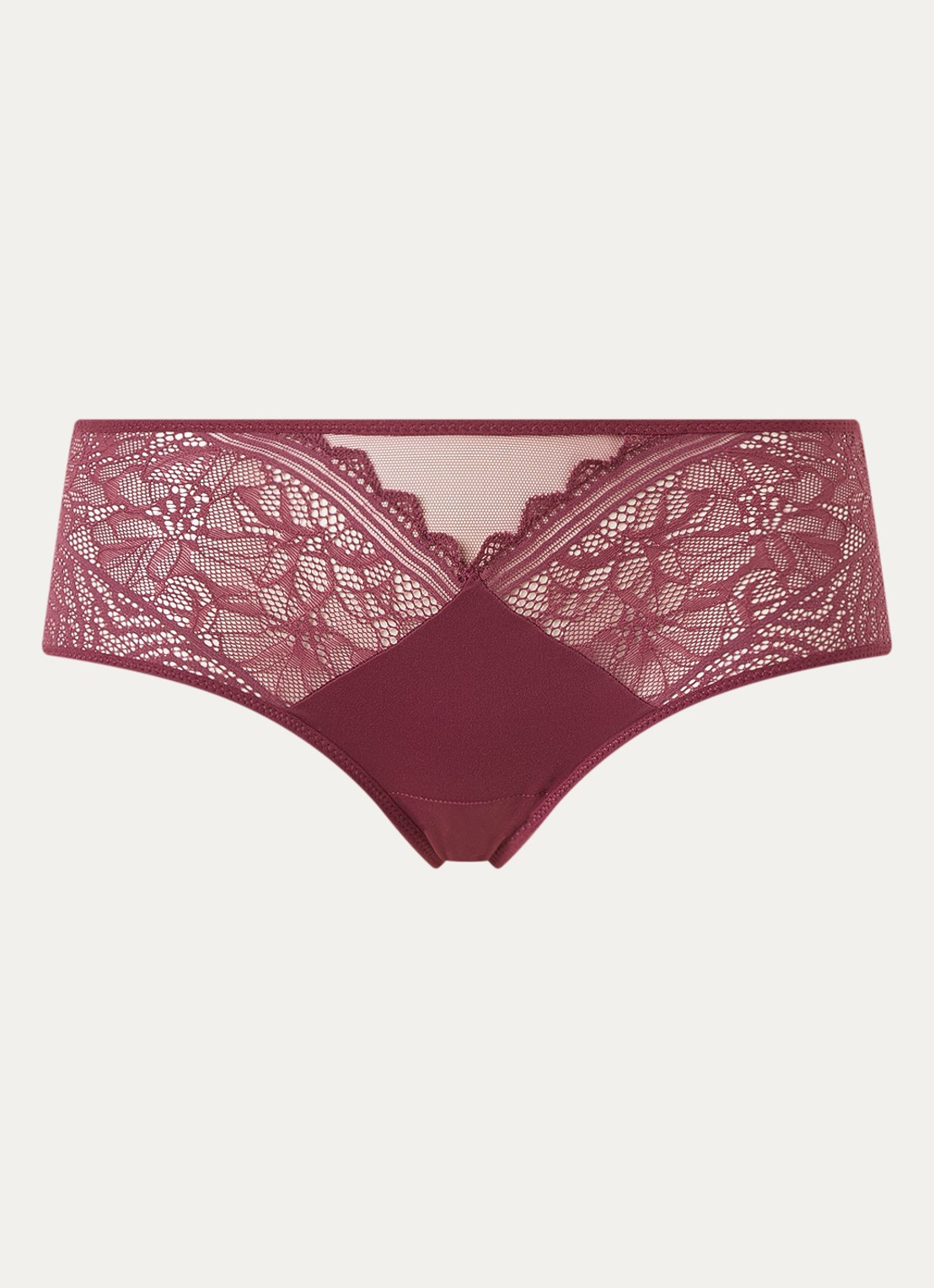 Chantelle Floral Touch shorty met kant - voorkant 3 bordeauxrood