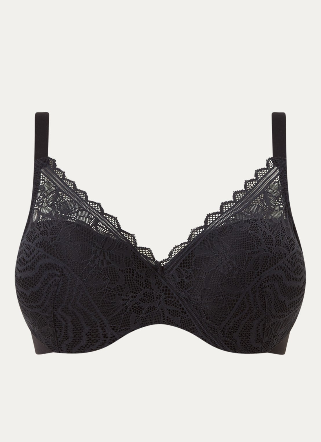 Chantelle Floral Touch voorgevormde bh met overlay van kant - voorkant 5 zwart