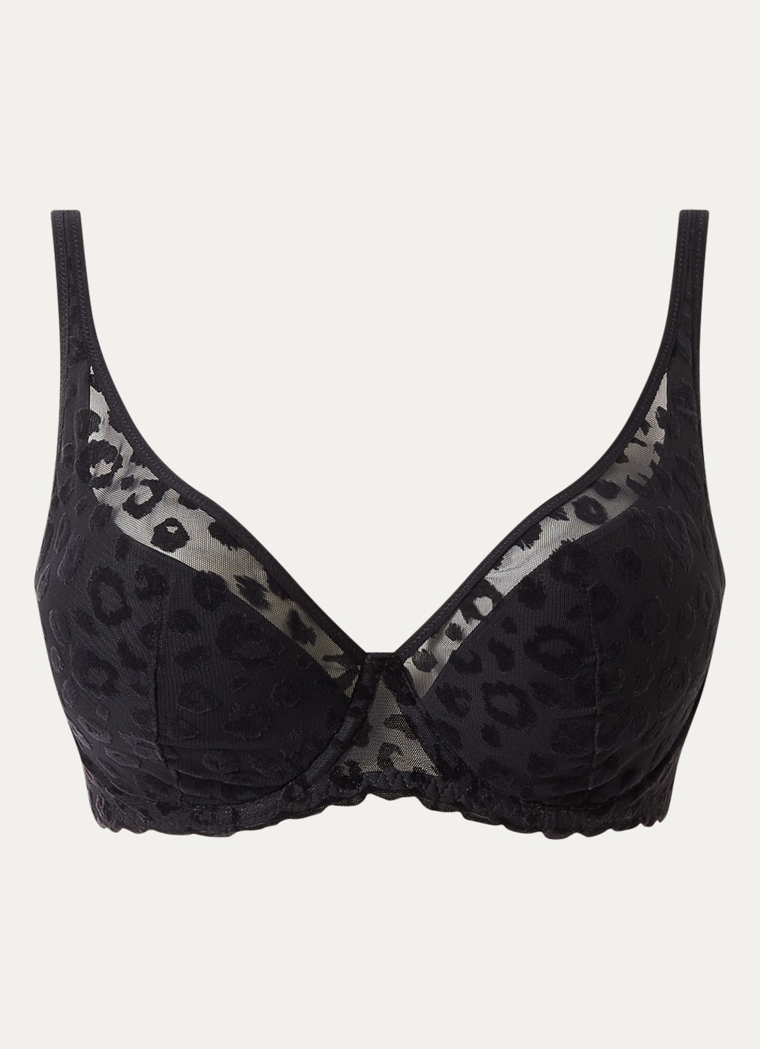 Chantelle Girls voorgevormde beugel bh met overlay van mesh - voorkant 4 zwart