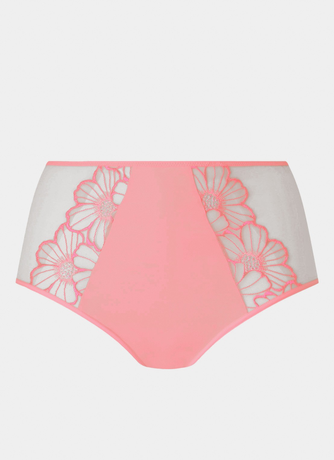 Chantelle High waist slip van mesh met bloemborduring - voorkant 2 lichtroze