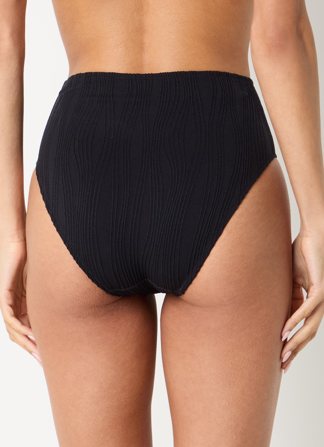 Chantelle High waisted bikinislip met structuur - achterkant 4 zwart
