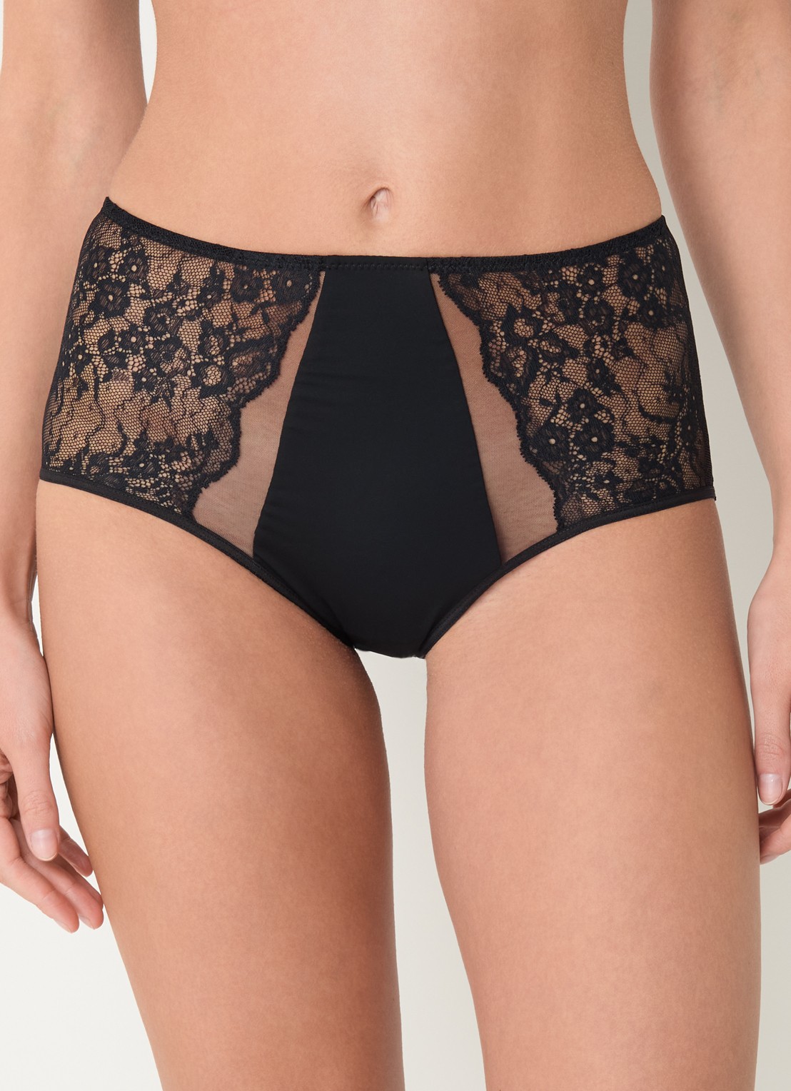 Chantelle High waisted slip met kant - detail zwart