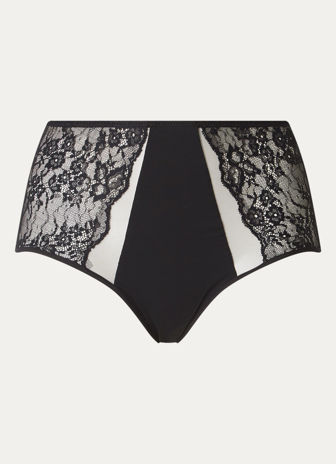 Chantelle High waisted slip met kant - voorkant 4 zwart