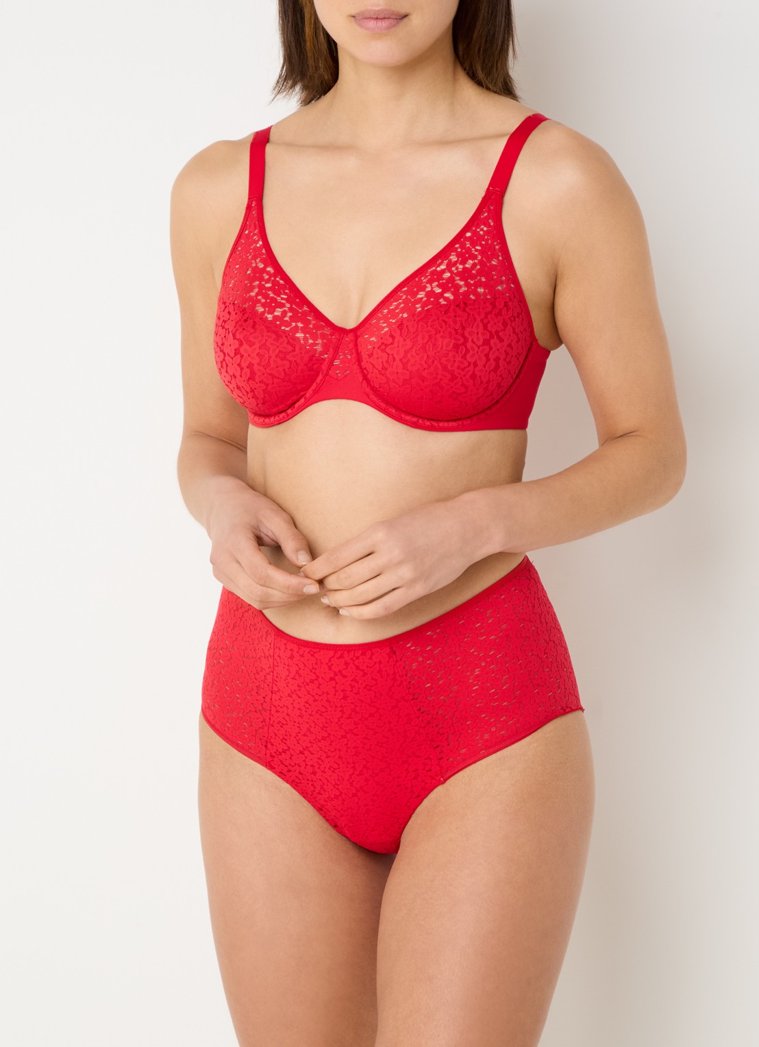 Chantelle High waisted slip met kant - voorkant 4 rood