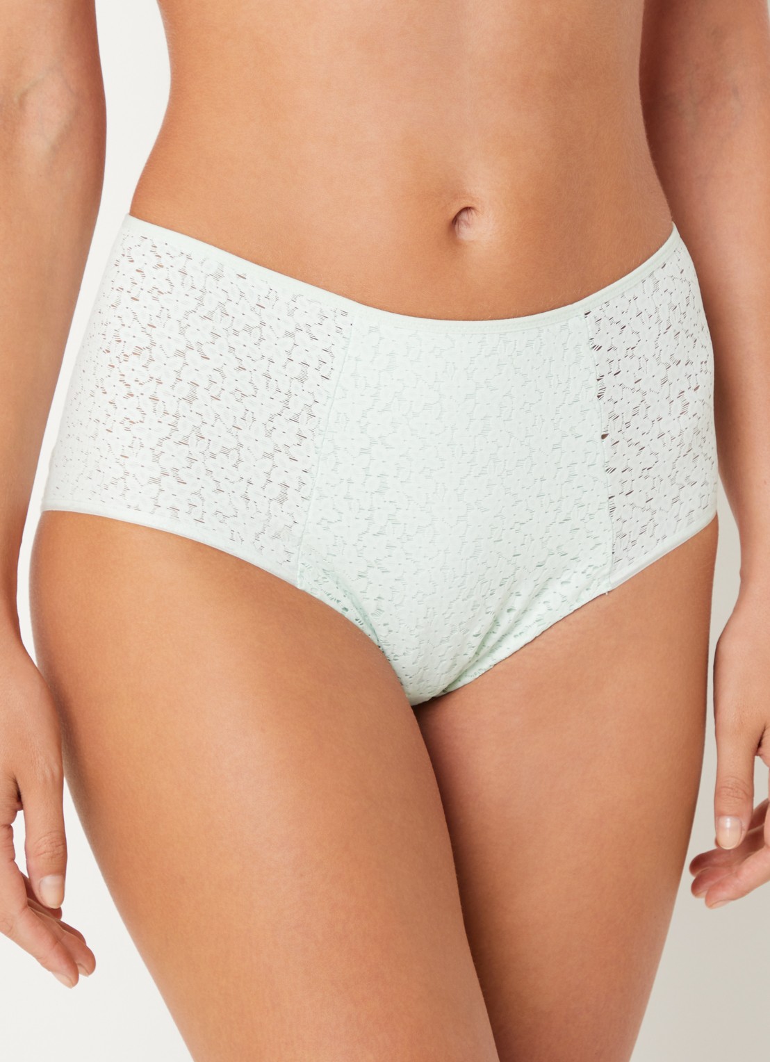 Chantelle High waisted slip met kant - voorkant 2 lichtgroen