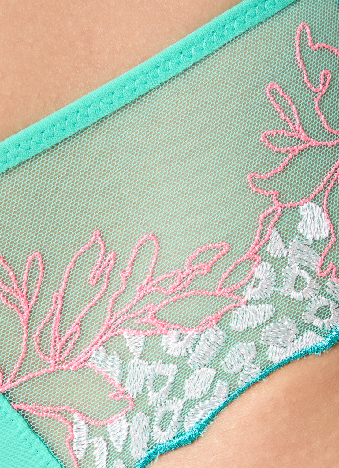 Chantelle Hipster met kant en mesh - detail 4 zeegroen