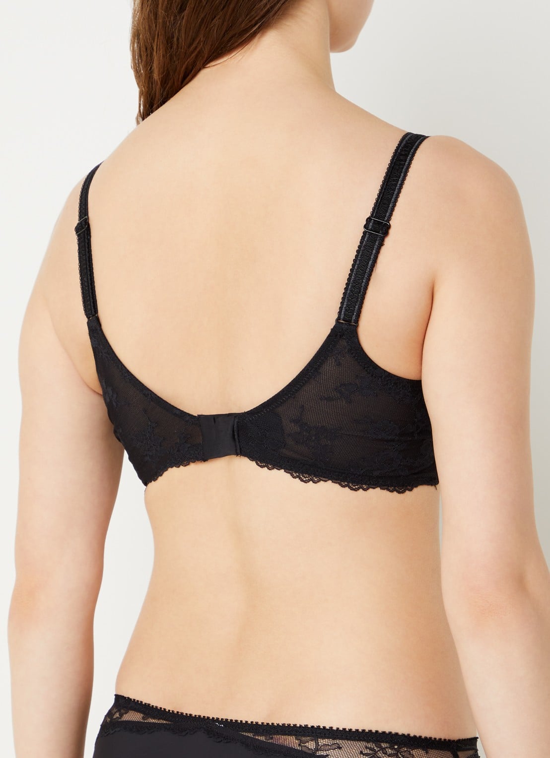 Chantelle Illusion bralette van kant - achterkant zwart