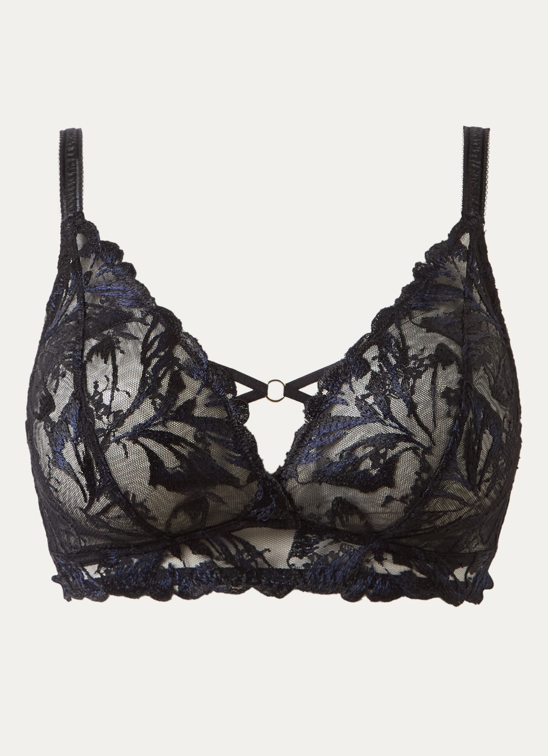 Chantelle Illusion bralette van kant - voorkant zwart
