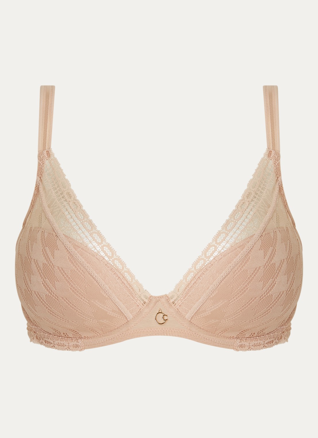 Chantelle Impression plunge bh met overlay van kant - voorkant 3 zalmroze