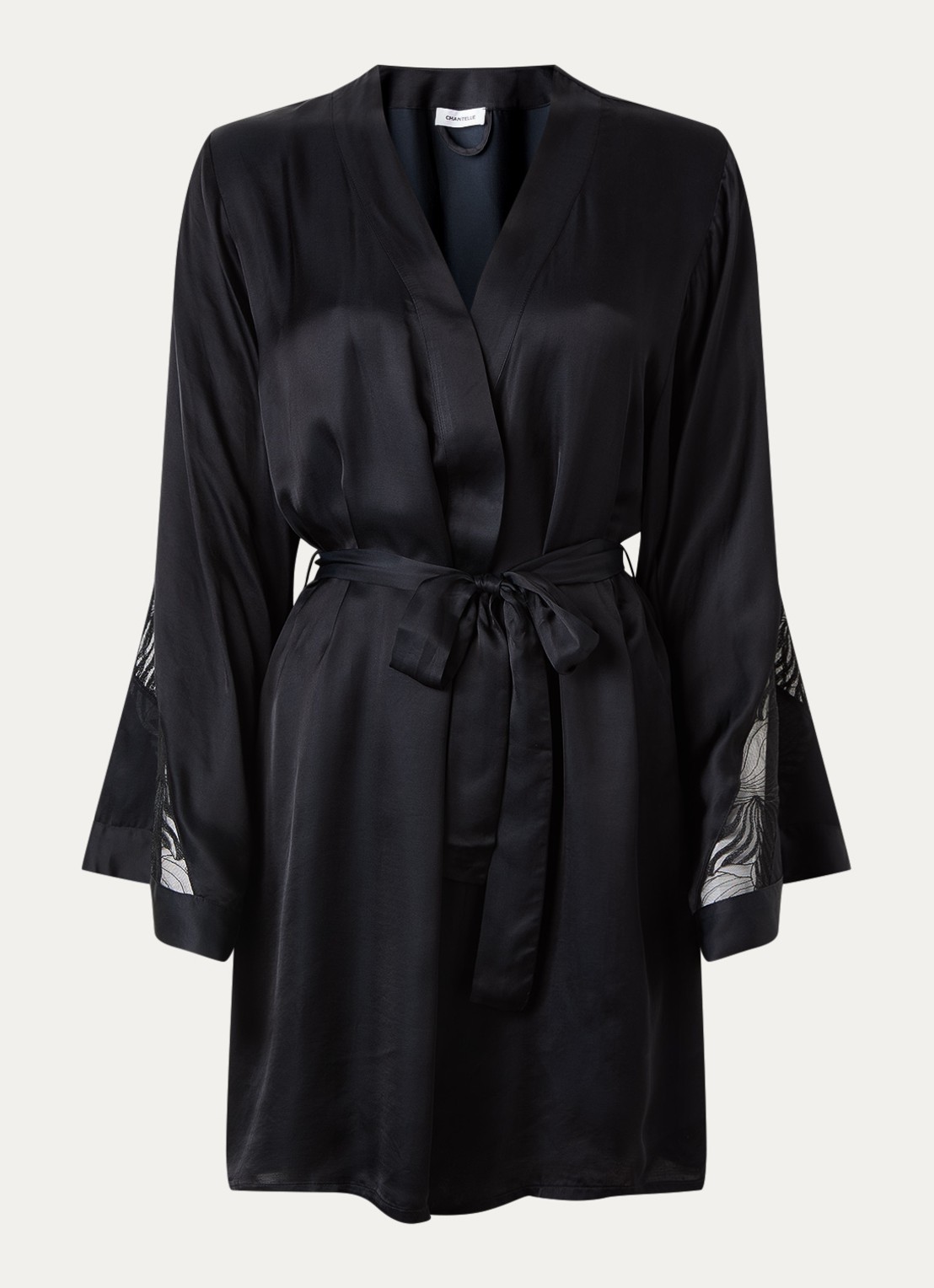 Chantelle Kimono met kant - voorkant 2 zwart