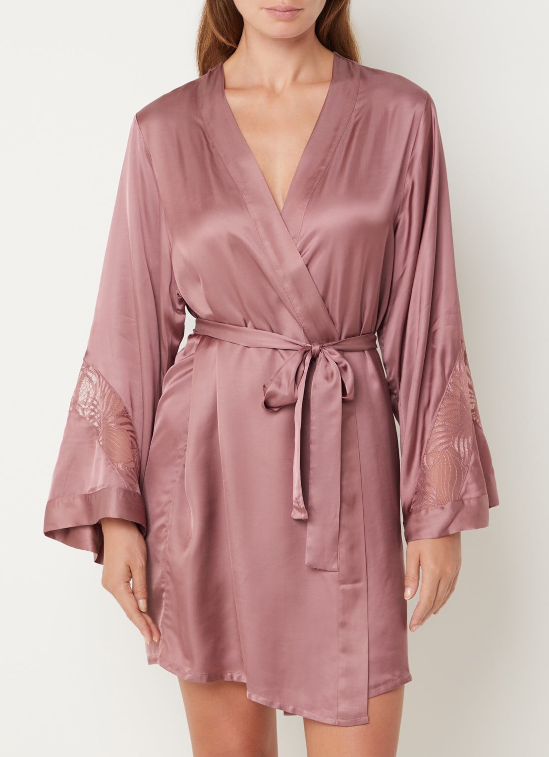 Chantelle Kimono met kant - detail 2 roze
