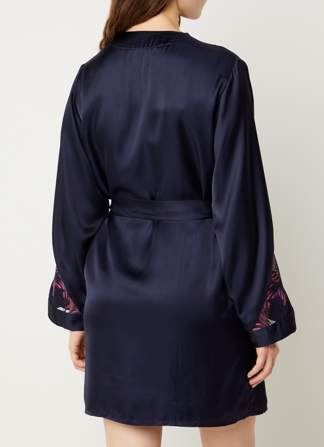 Chantelle Kimono met kant - achterkant 4 donkerblauw