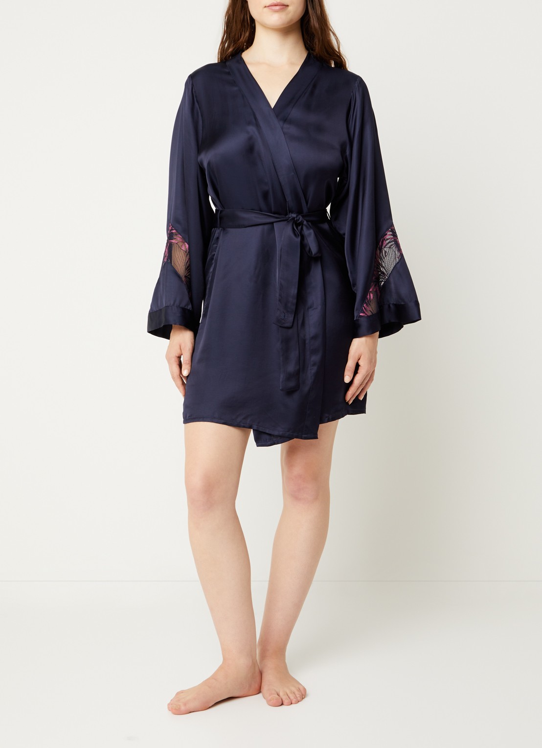 Chantelle Kimono met kant - detail donkerblauw