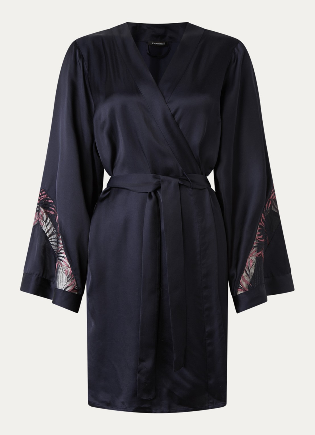 Chantelle Kimono met kant - voorkant donkerblauw
