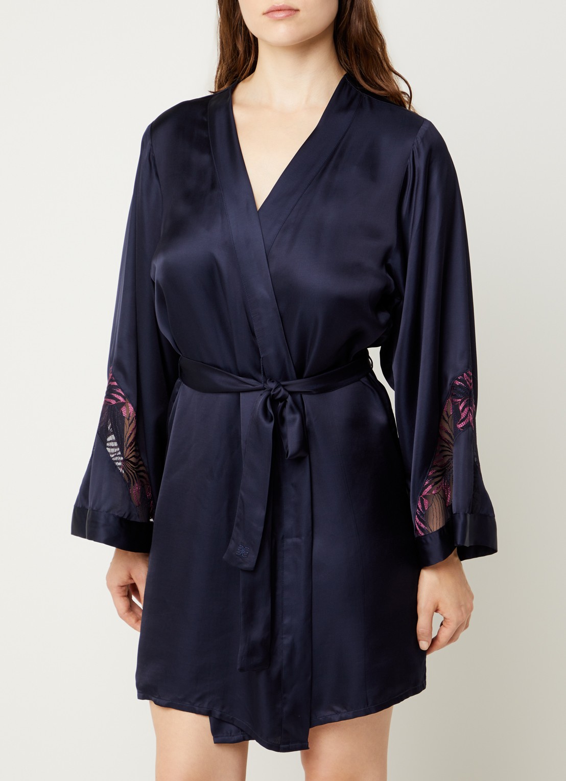 Chantelle Kimono met kant - voorkant 3 donkerblauw