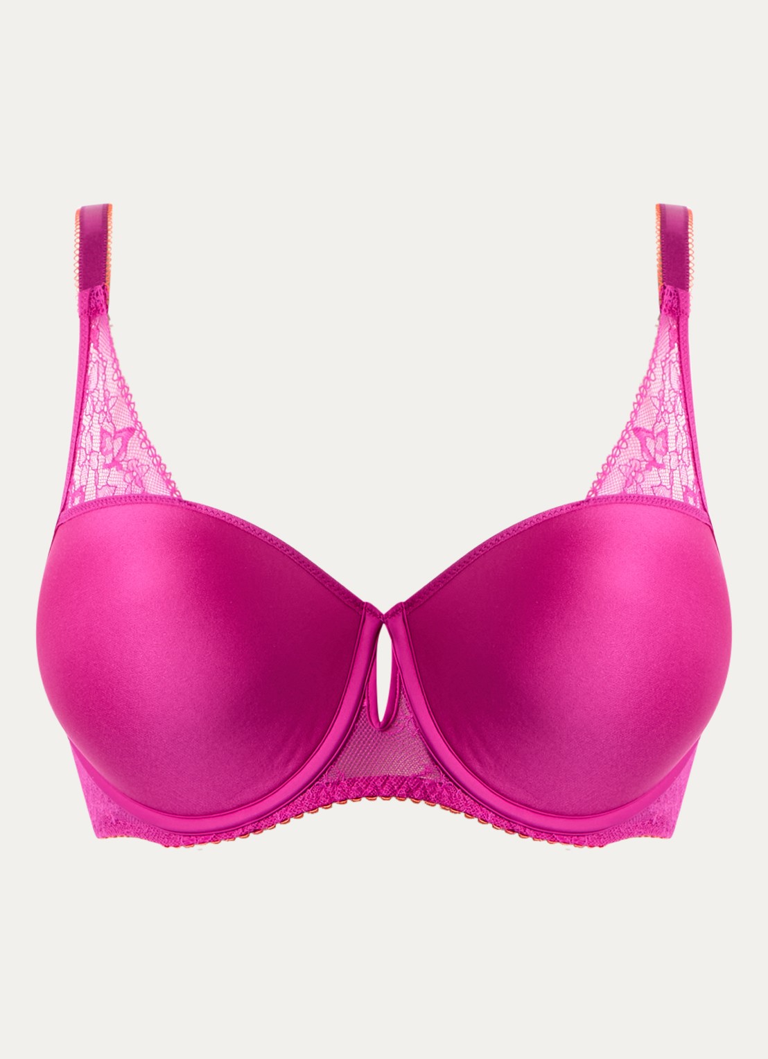 Chantelle Kiss voorgevormde balconette bh met kant - voorkant fuchsia
