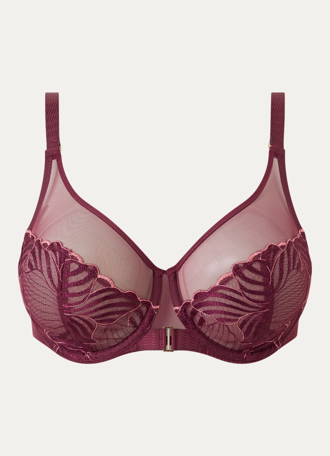 Chantelle Legend beugel bh van mesh - voorkant 4 bordeauxrood