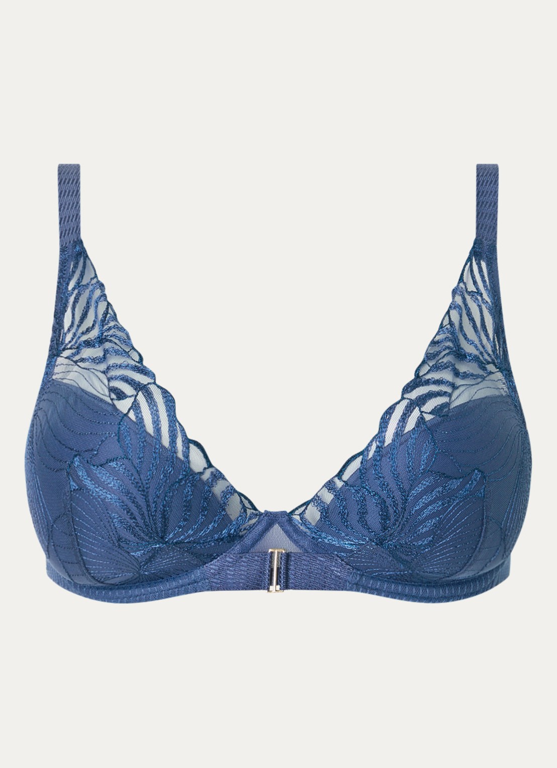 Chantelle Legend voorgevormde beugel bh met overlay van mesh - voorkant 4 donkerblauw