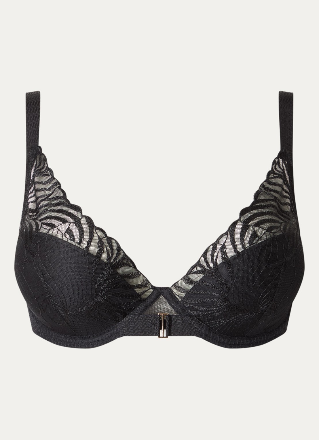 Chantelle Legend voorgevormde beugel bh met overlay van mesh - voorkant 4 zwart