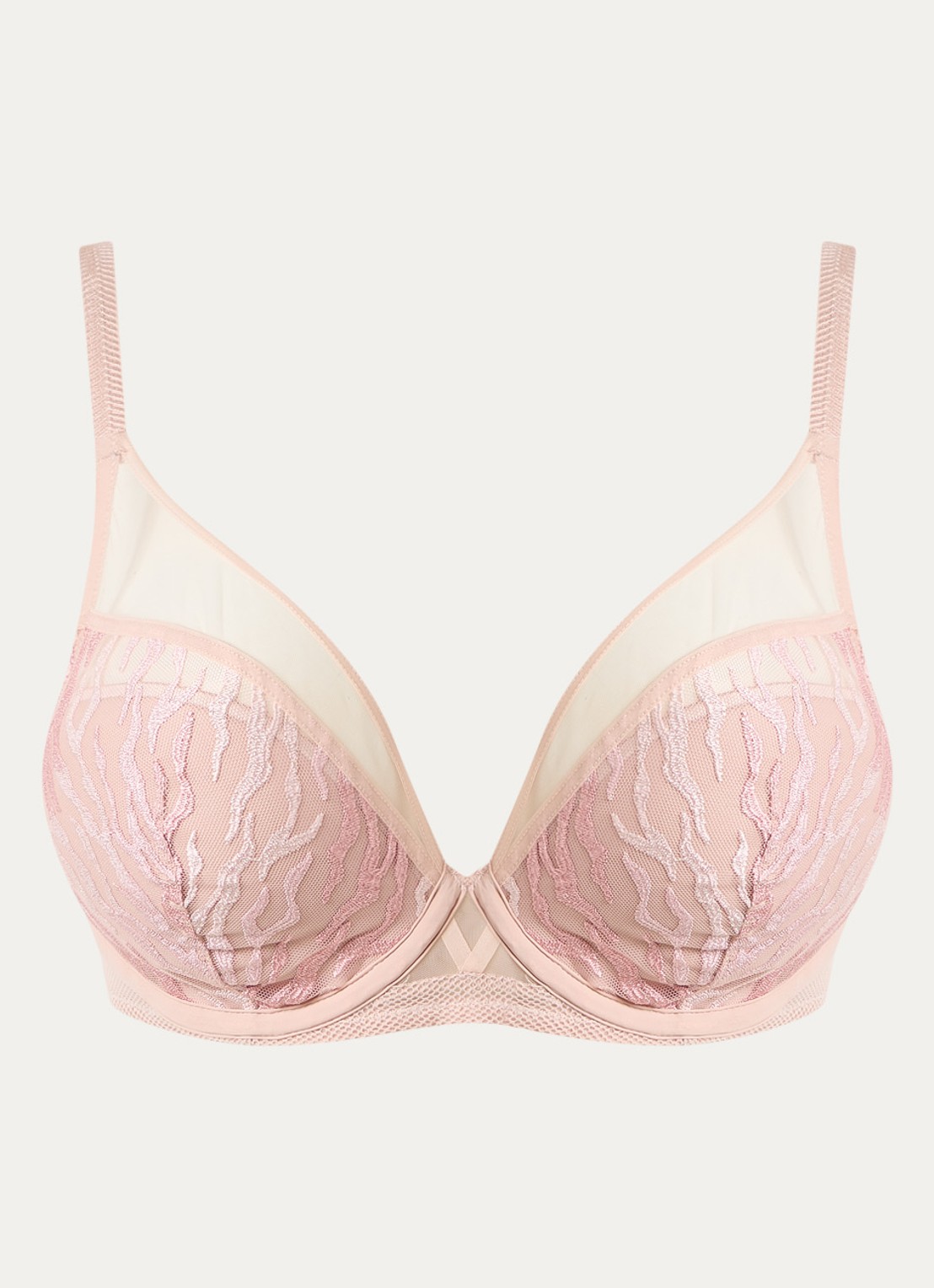 Chantelle Li beugel bh met overlay van mesh - voorkant 2 oudroze