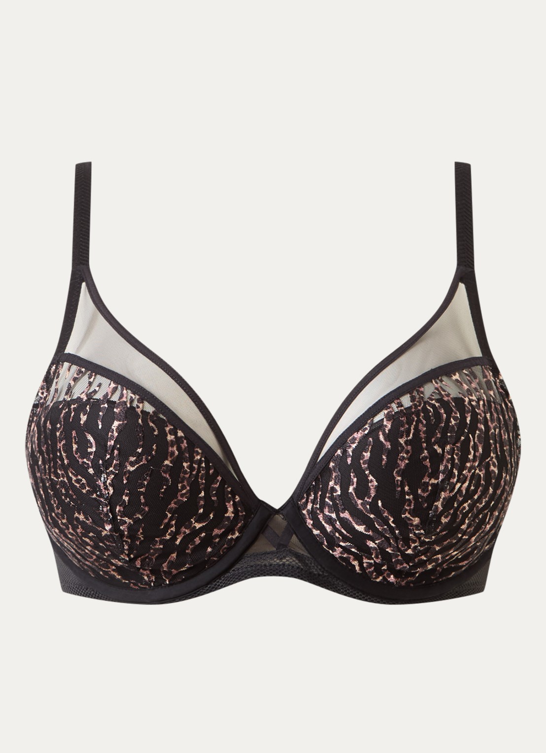 Chantelle Li beugel bh met overlay van mesh - voorkant donkerbruin