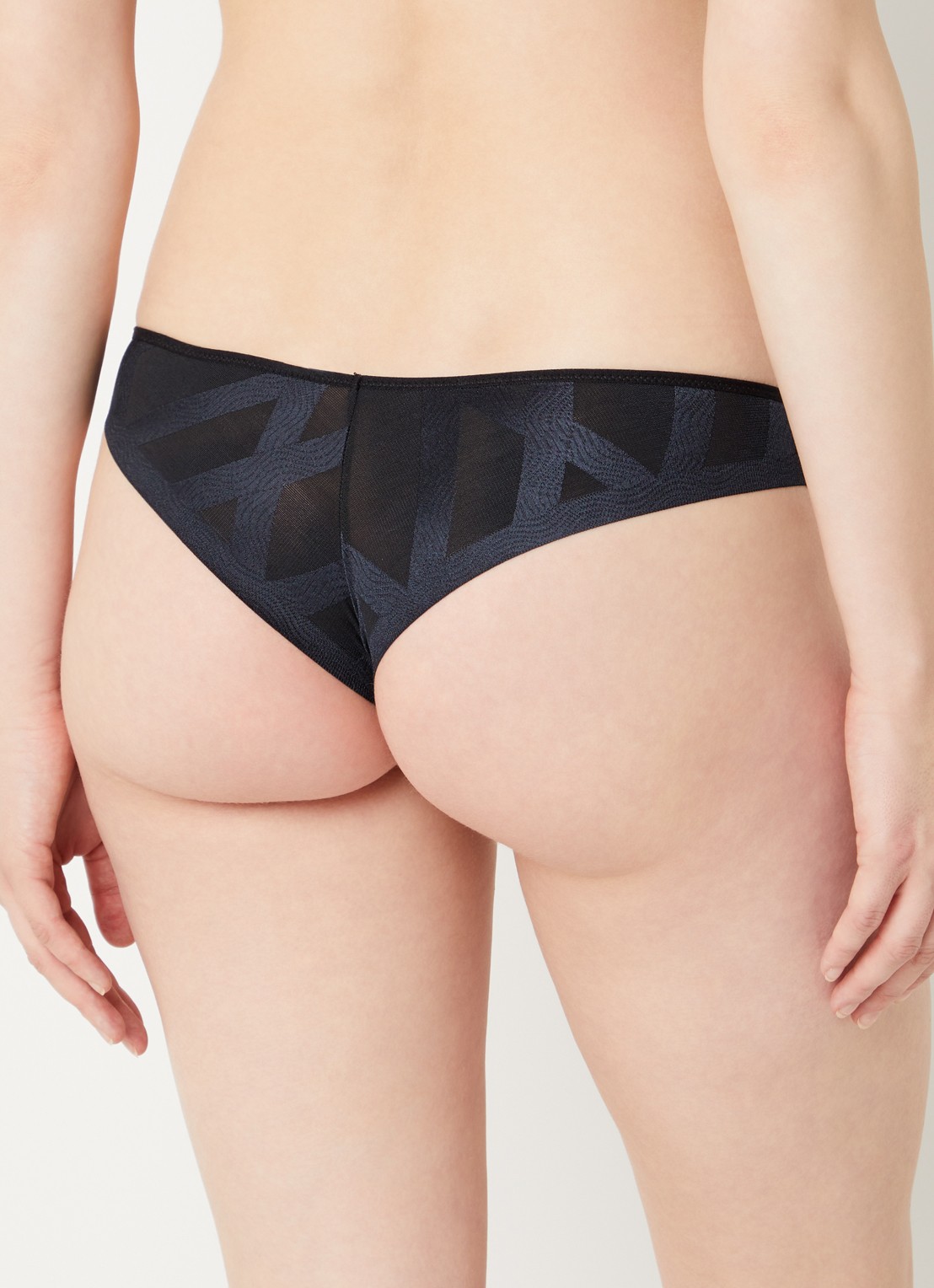 Chantelle Li tanga van mesh - achterkant zwart