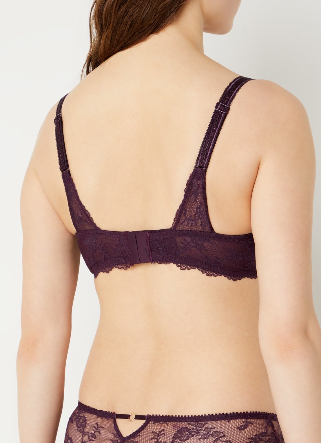Chantelle Li voorgevormde beugel bh met overlay van mesh - achterkant 5 aubergine
