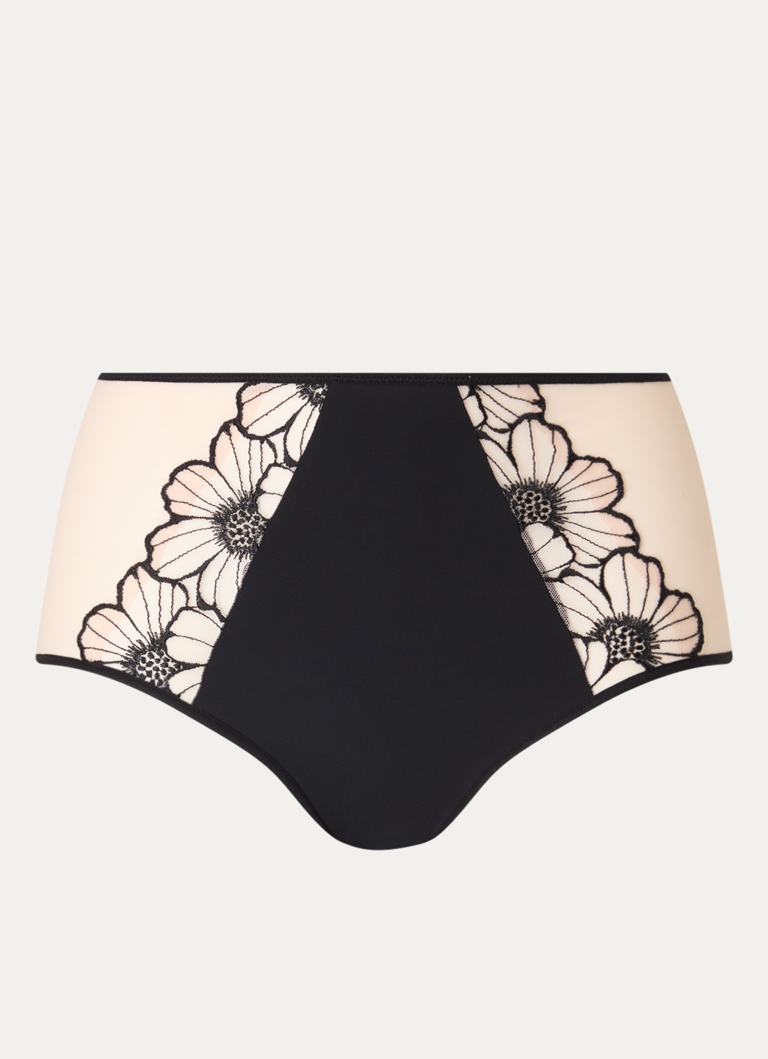 Chantelle Lush high waist slip van mesh met bloemborduring - voorkant creme