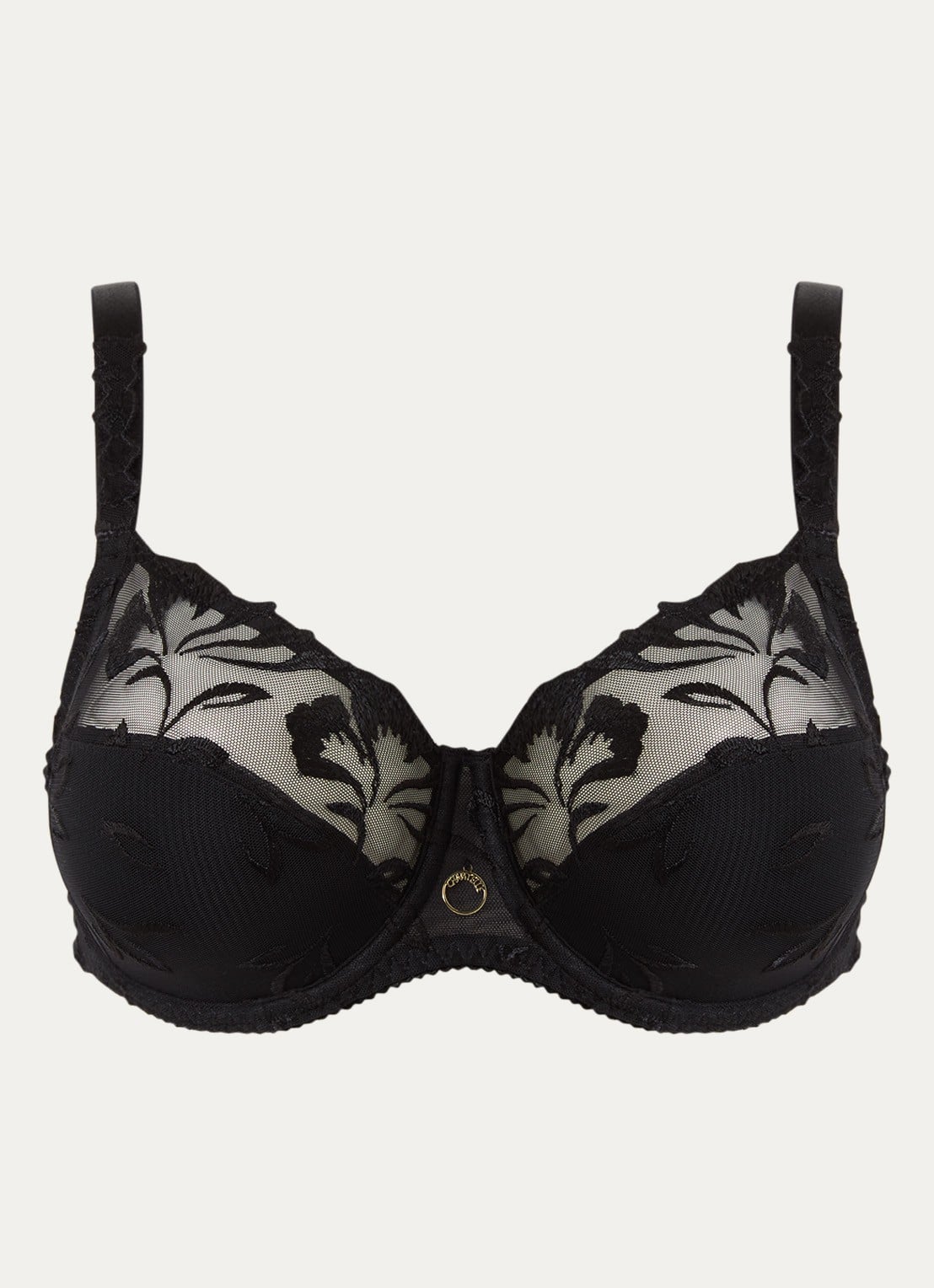 Chantelle Majestic beugel bh van mesh met borduring - voorkant 2 zwart