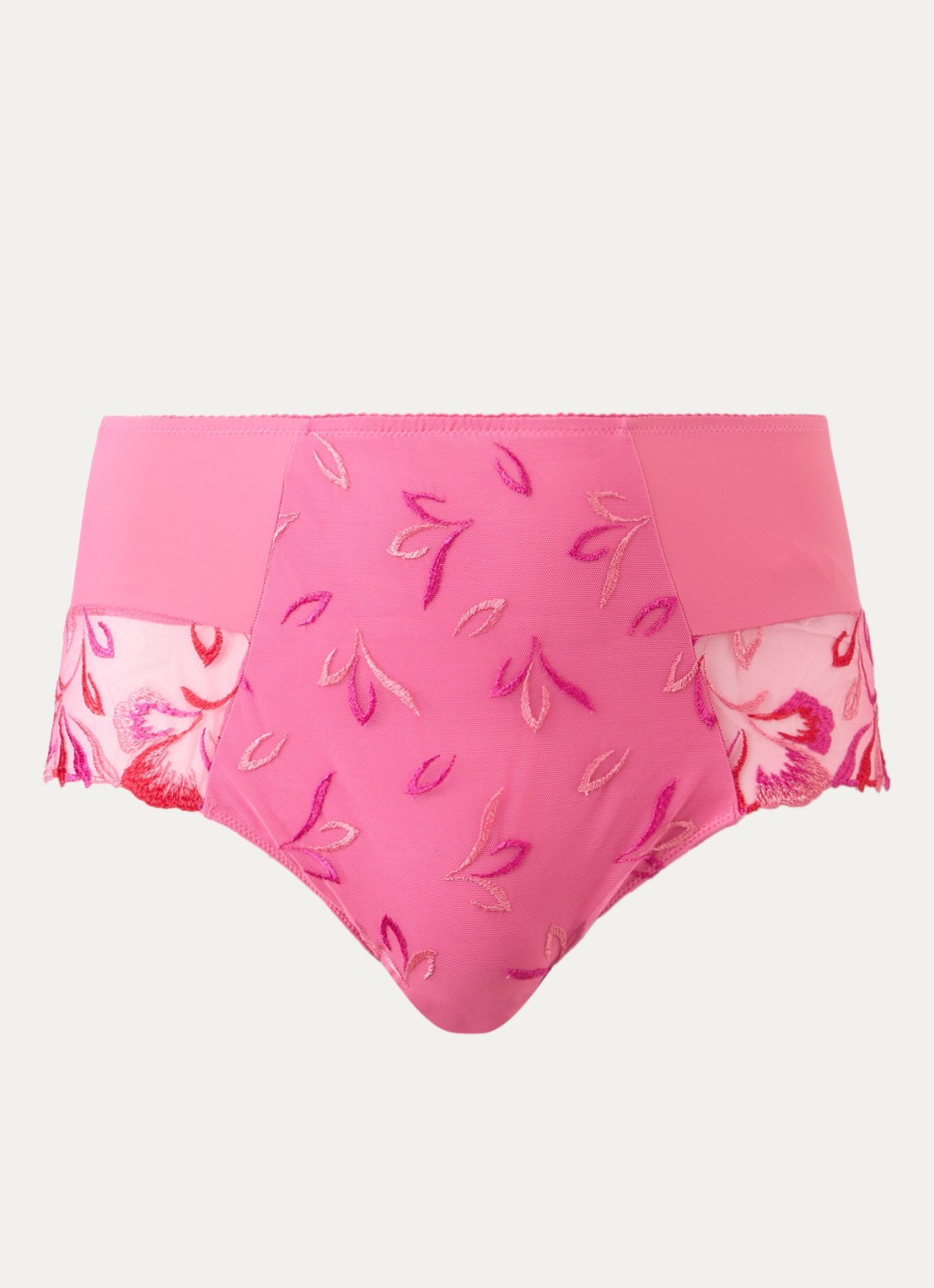 Chantelle Majestic high waisted hipster met bloemborduring - voorkant roze