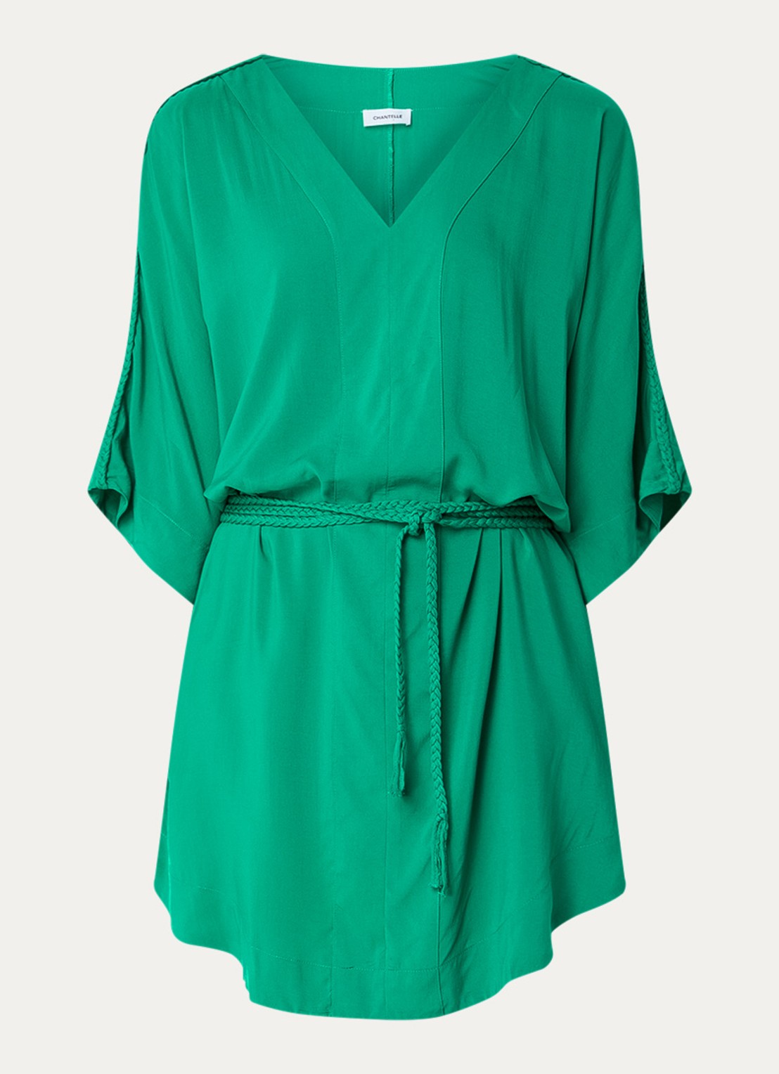 Chantelle Mini strandjurk met strikceintuur - voorkant 3 groen