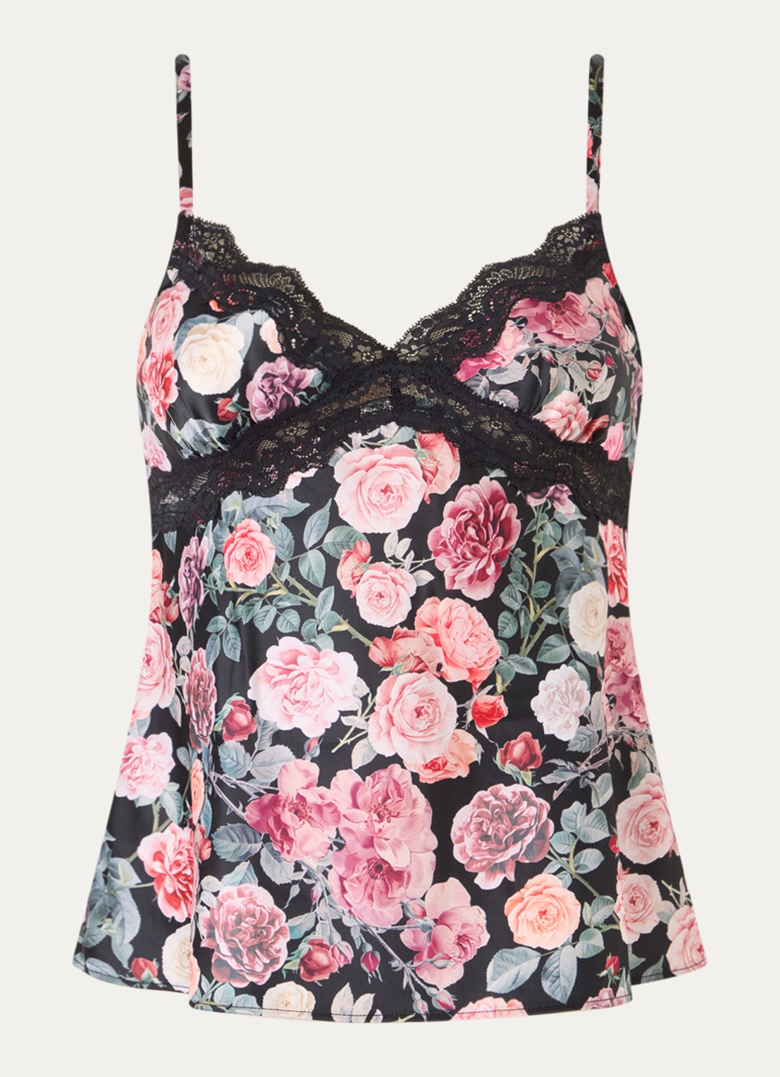 Chantelle Nachthemd met bloemenprint - voorkant zwart