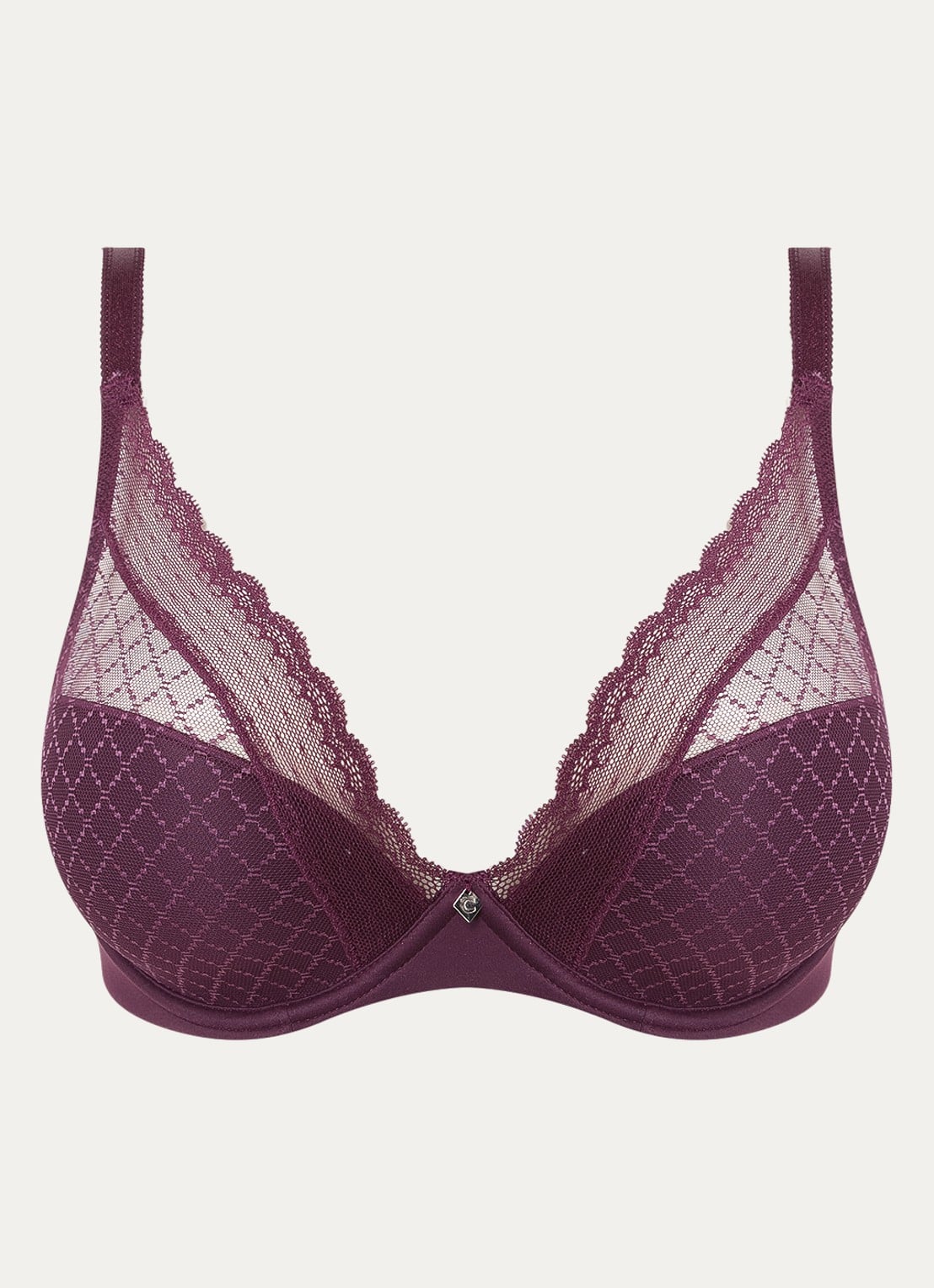 Chantelle Norah voorgevormde beugel bh met mesh - voorkant 4 aubergine