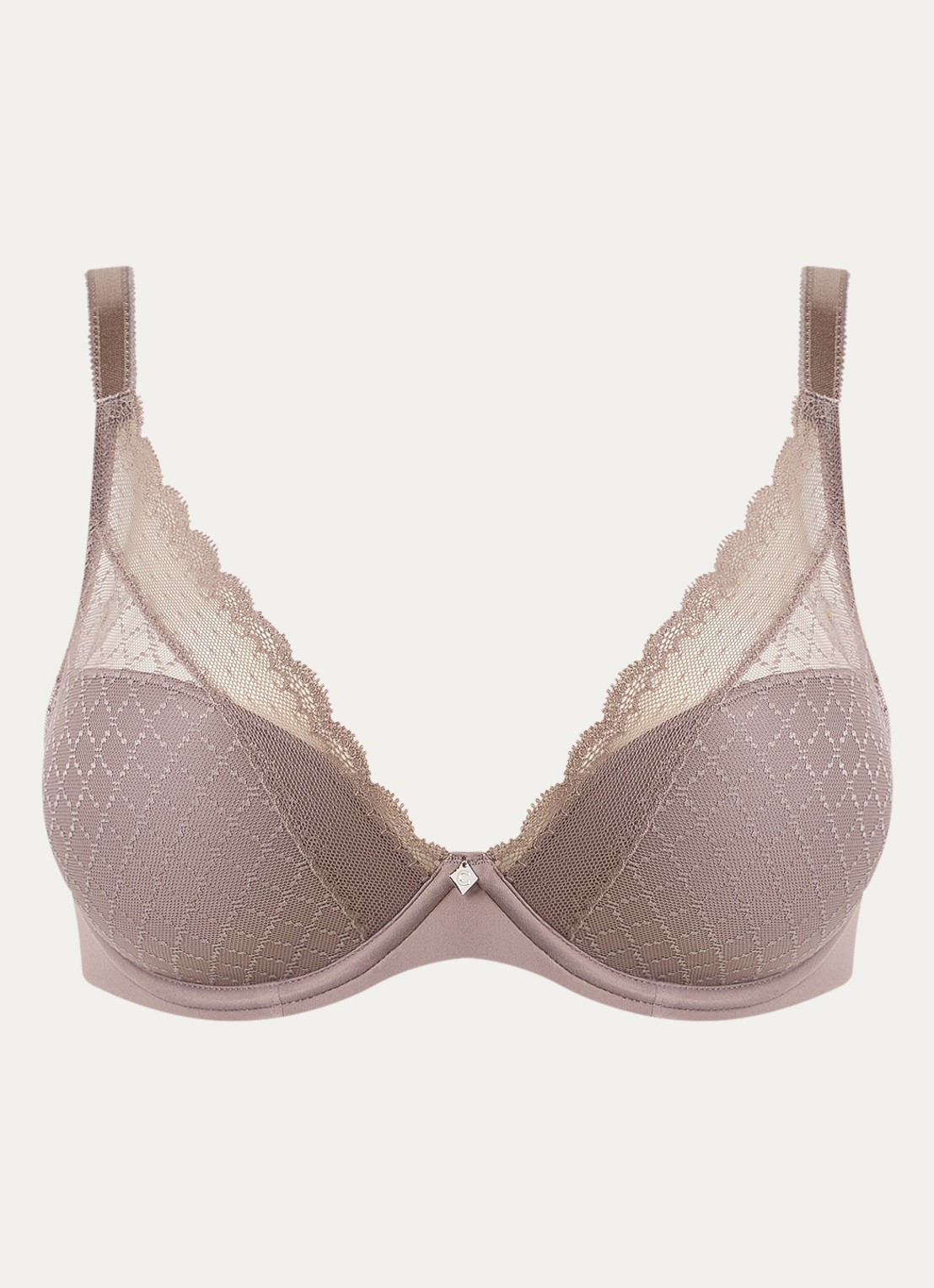 Chantelle Norah voorgevormde beugel bh met mesh - voorkant 4 taupe