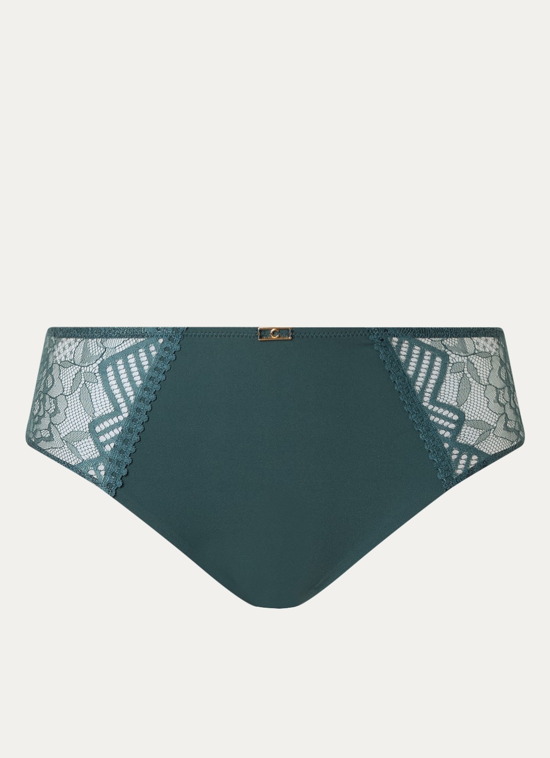 Chantelle Origins high waisted naadloze slip met kant - voorkant 3 donkergroen