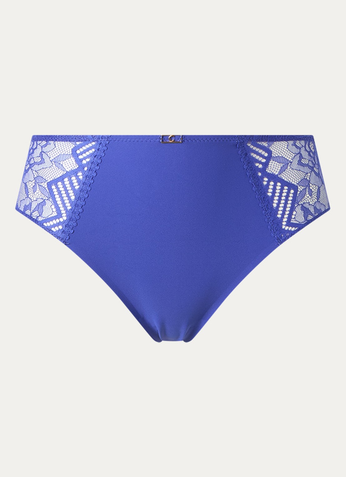 Chantelle Origins high waisted naadloze slip met kant - voorkant 3 blauw
